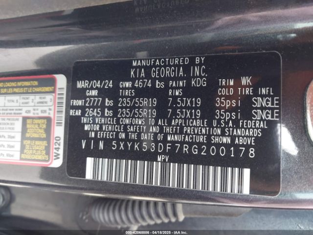 5XYK53DF7RG200178 KIA Sportage Sx-prestige