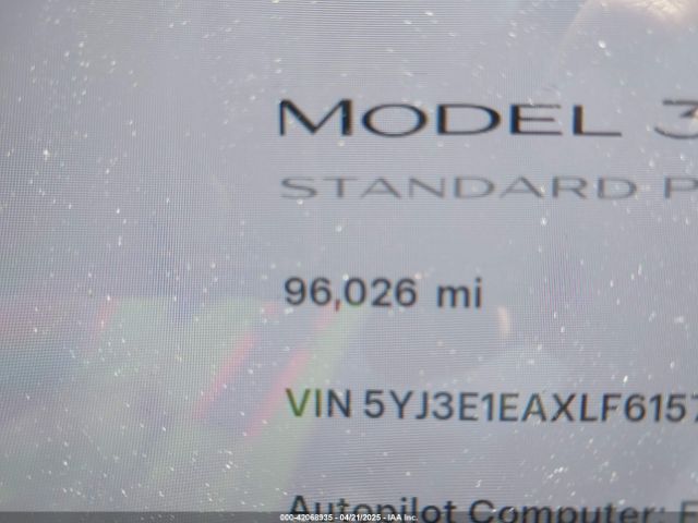 5YJ3E1EAXLF615781 Tesla Model 3 Standard Range Plus Rear-wheel Drive/standard Range Rear-wheel Drive