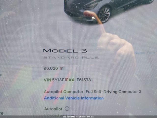 5YJ3E1EAXLF615781 Tesla Model 3 Standard Range Plus Rear-wheel Drive/standard Range Rear-wheel Drive