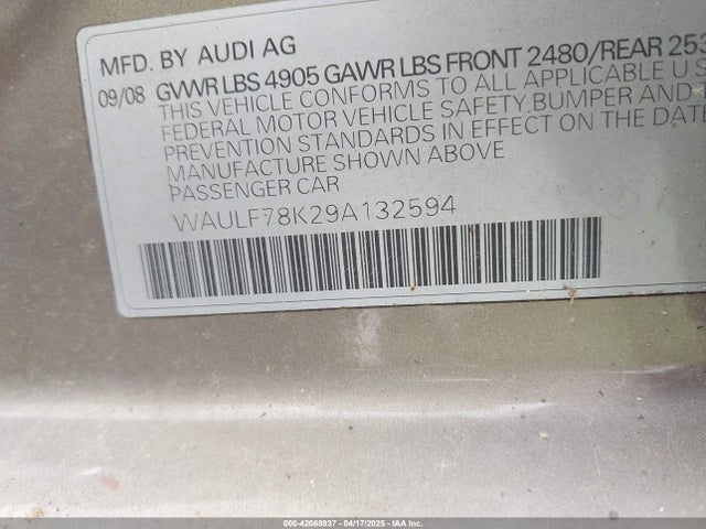 2009 AUDI A4 WAULF78K29A132594 Photo 8