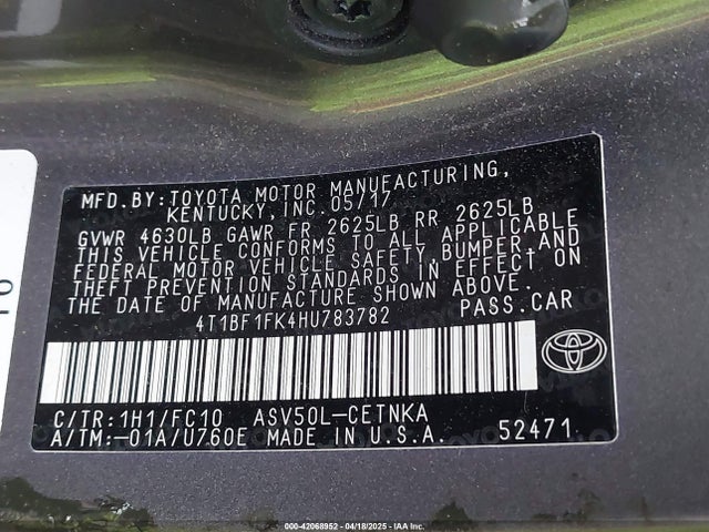 4T1BF1FK4HU783782 Toyota CAMRY LE