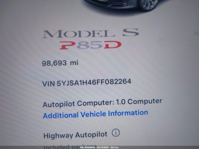 5YJSA1H46FF082264 Tesla Model S 85d/p85d