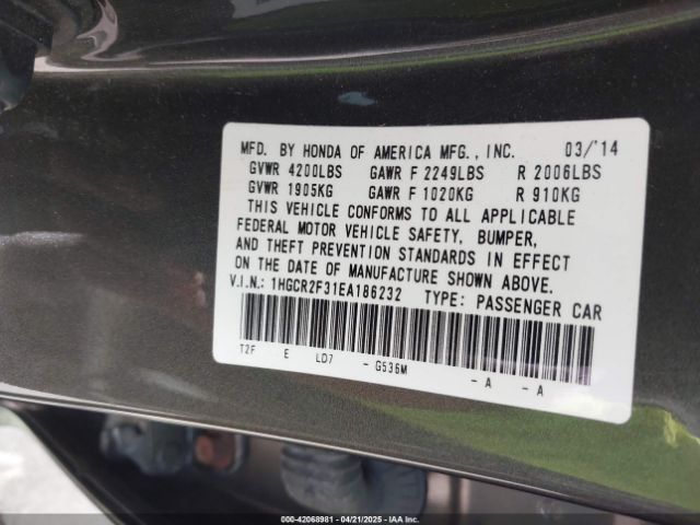 1HGCR2F31EA186232 Honda ACCORD LX