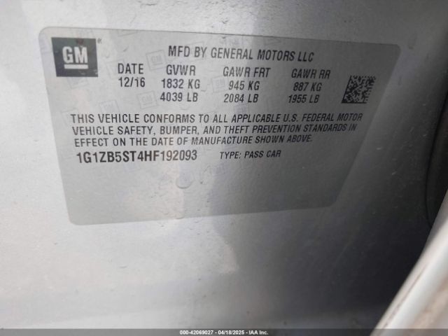 1G1ZB5ST4HF192093 Chevrolet MALIBU LS