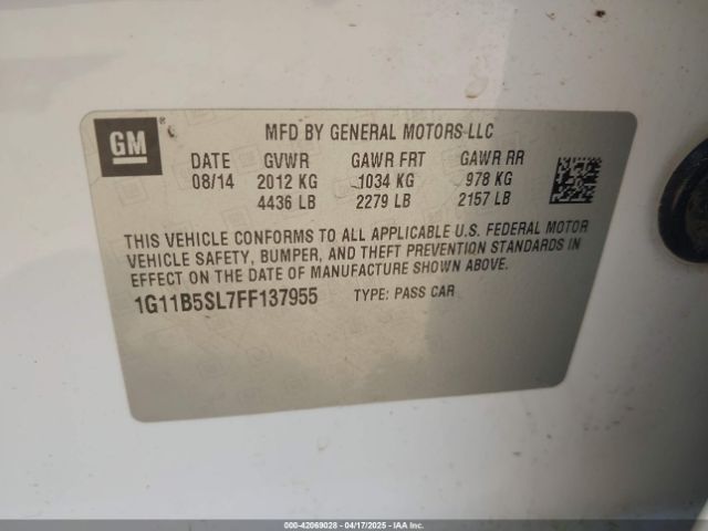 1G11B5SL7FF137955 Chevrolet MALIBU LS