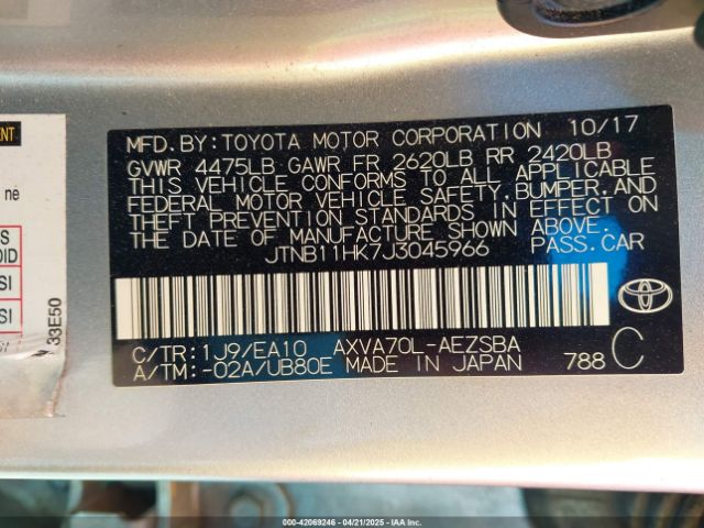 JTNB11HK7J3045966 Toyota CAMRY SE