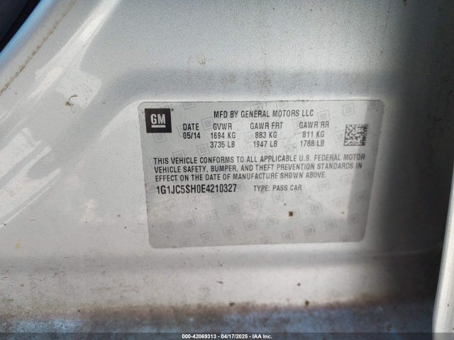 1G1JC5SH0E4210327 Chevrolet Sonic Lt Auto
