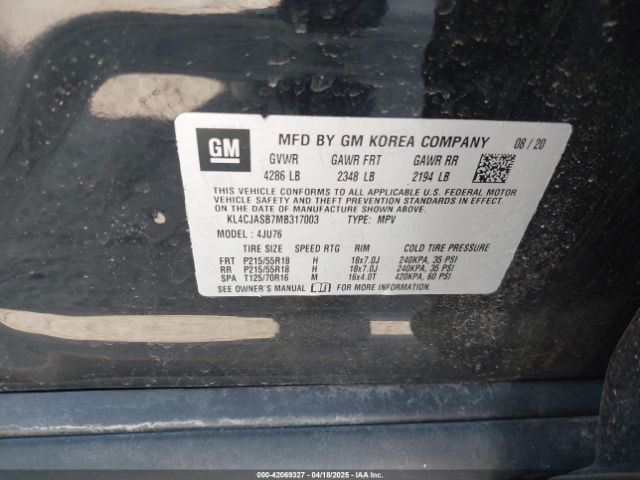 KL4CJASB7MB317003 Buick Encore Fwd Preferred