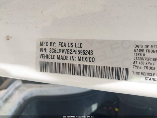 3C6LRVVG2PE596243 RAM Promaster 2500 Low Roof 136 Wb