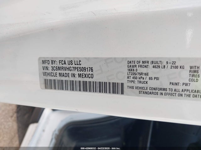 3C6MRVHG7PE509176 RAM Promaster 3500 High Roof 159 Wb