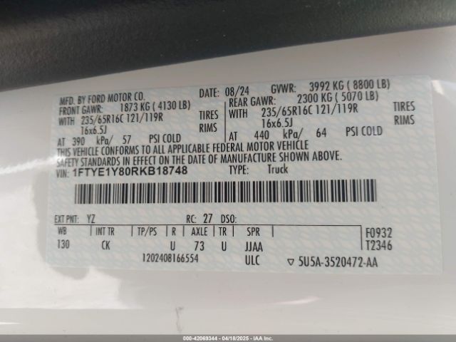 1FTYE1Y80RKB18748 Ford Transit-150