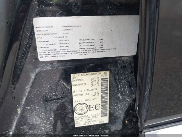 5N1AZ2MH5HN133658 Nissan Murano