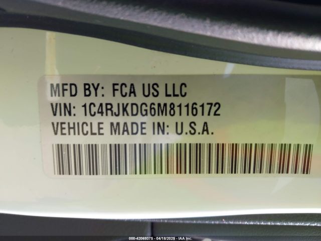 1C4RJKDG6M8116172 Jeep Grand Cherokee L Overland 4x4