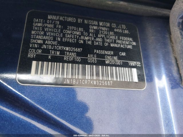 JN1BJ1CR7KW325687 Nissan Rogue Sport Sv