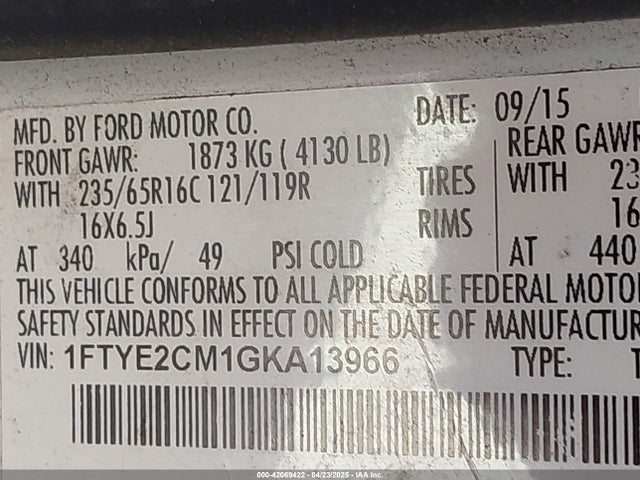 1FTYE2CM1GKA13966 Ford Transit-150
