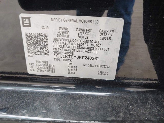1GC1KTEY0KF240261 Chevrolet Silverado 2500hd Ltz