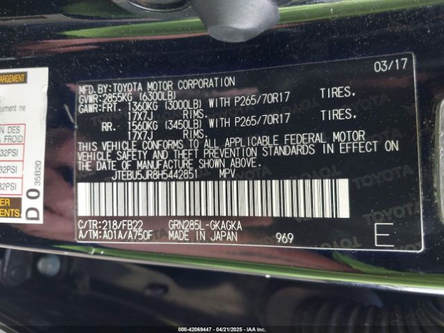 JTEBU5JR8H5442851 Toyota 4RUNNER SR5
