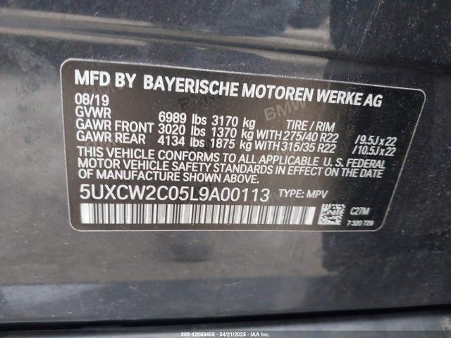 5UXCW2C05L9A00113 BMW X7 Xdrive40i