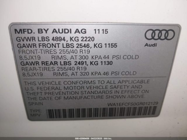 WA1EFCFS0GR012129 Audi Q3 2.0t Premium Plus