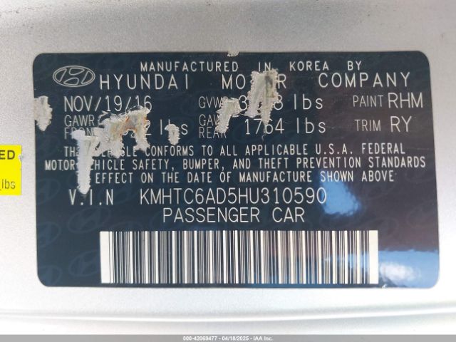 KMHTC6AD5HU310590 Hyundai Veloster