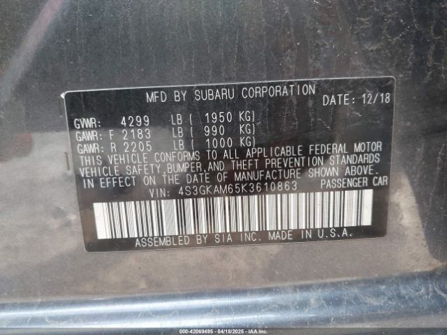 4S3GKAM65K3610863 Subaru Impreza 2.0i Sport
