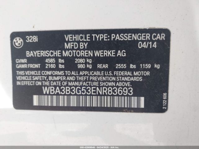 WBA3B3G53ENR83693 BMW 328i Xdrive