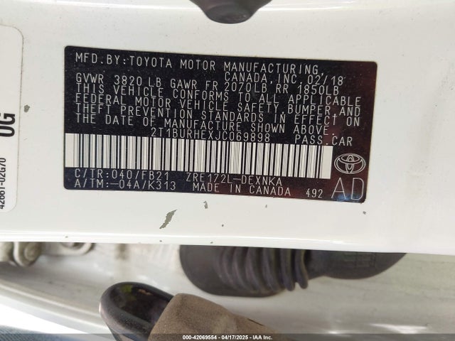 Toyota COROLLA LE 2018 2T1BURHEXJC069898 Image 9