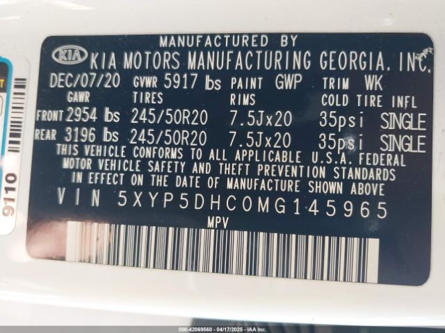 5XYP5DHC0MG145965 KIA Telluride Sx