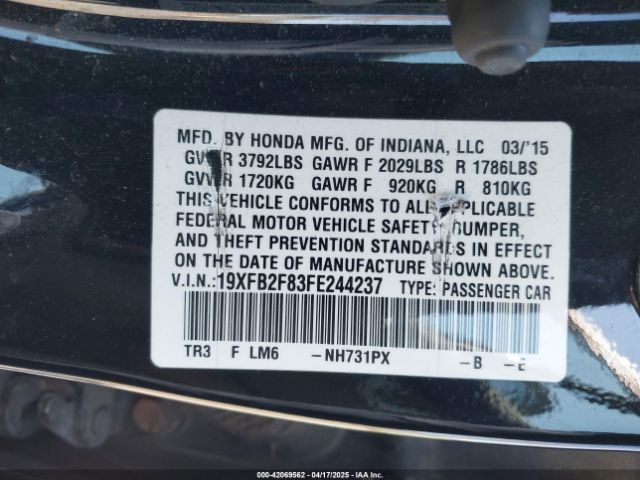 19XFB2F83FE244237 Honda CIVIC EX