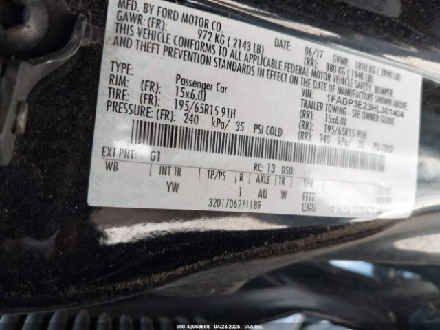 1FADP3E23HL301404 Ford FOCUS S