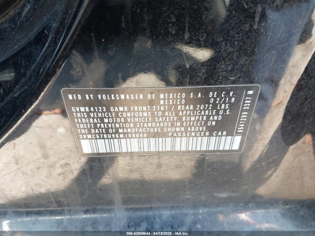 3VWC57BU9KM158048 Volkswagen Jetta 1.4t R-line/1.4t S/1.4t Se