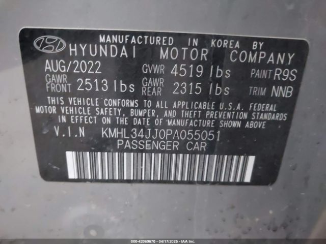 KMHL34JJ0PA055051 Hyundai Sonata Hybrid Sel