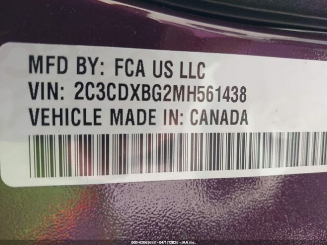 2C3CDXBG2MH561438 Dodge Charger Sxt Rwd
