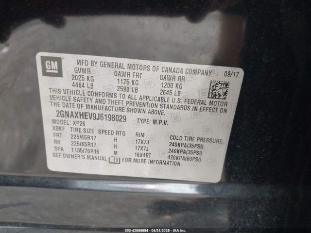 2018 CHEVROLET EQUINOX 2GNAXHEV9J6198029 Photo 8