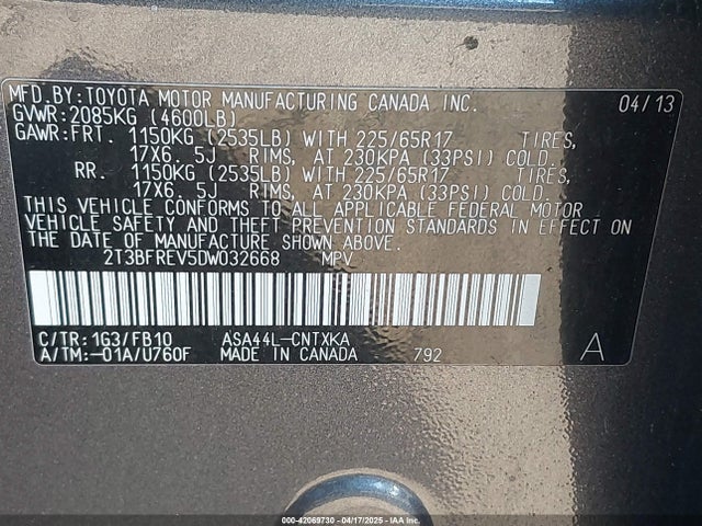 2013 TOYOTA RAV4 2T3BFREV5DW032668 Photo 8