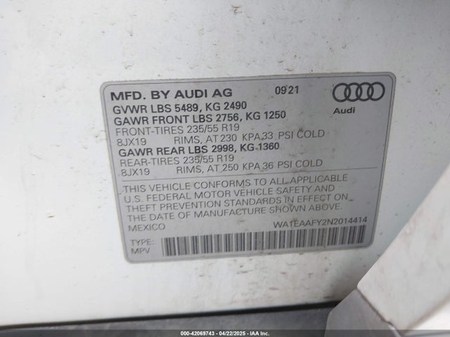 2022 AUDI Q5 WA1EAAFY2N2014414 Photo 8