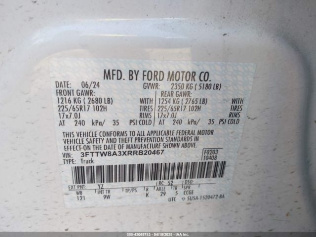 3FTTW8A3XRRB20467 Ford Maverick Xl