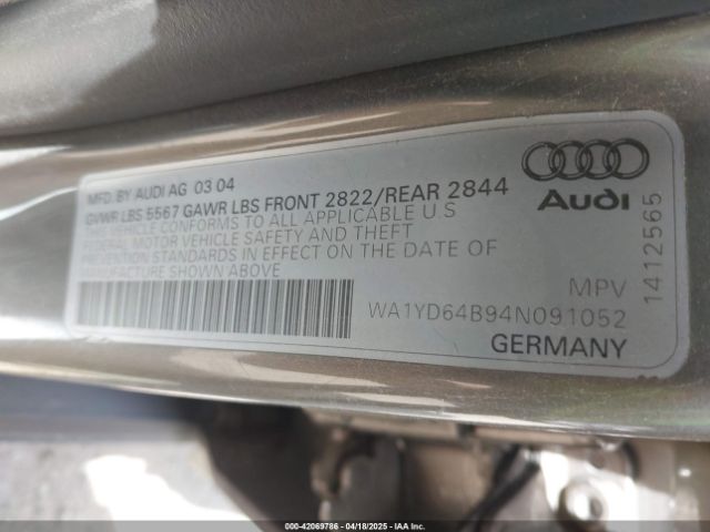 2004 AUDI ALLROAD WA1YD64B94N091052 Photo 8