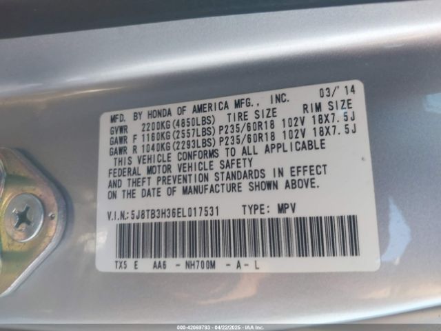 5J8TB3H36EL017531 Acura RDX
