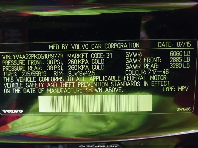YV4A22PK0G1019778 Volvo Xc90 T6 Momentum