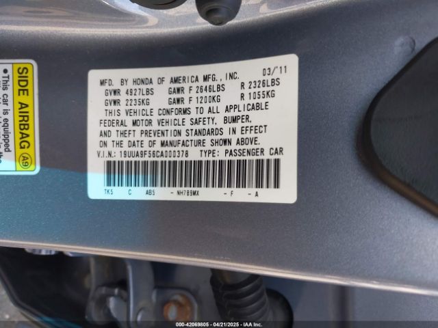 2012 ACURA TL 19UUA9F56CA000378 Photo 8