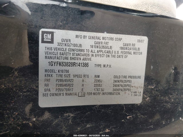 2008 CADILLAC ESCALADE 1GYFK63828R141386 Photo 8