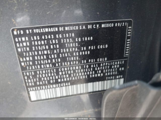 2022 VOLKSWAGEN TAOS 3VVTX7B28NM024844 Photo 8
