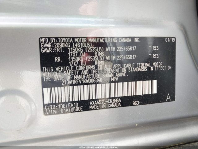 2T3W1RFV1KW006340 Toyota Rav4 Xle