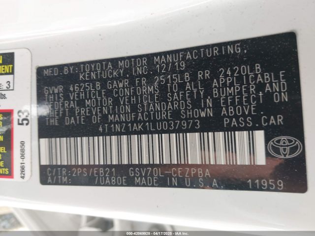 4T1NZ1AK1LU037973 Toyota CAMRY TRD