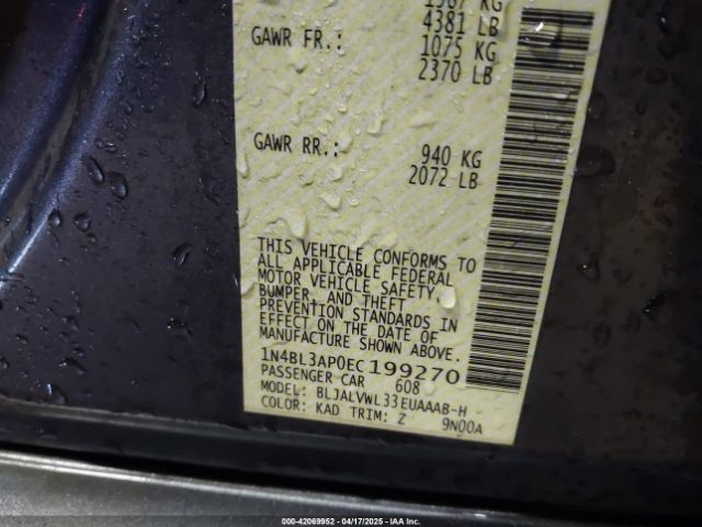 1N4BL3AP0EC199270 Nissan Altima 3.5 Sl