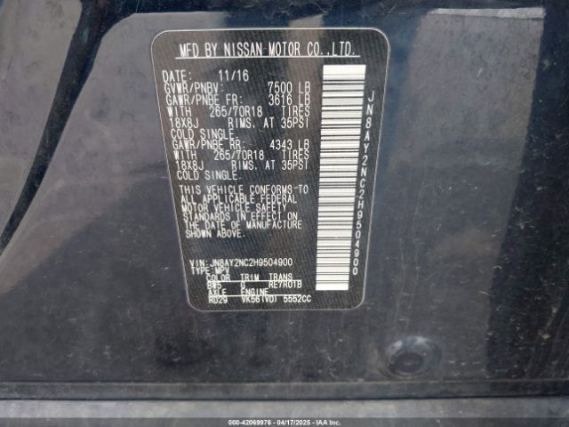 JN8AY2NC2H9504900 Nissan ARMADA SV