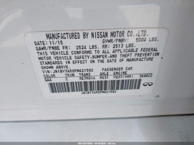 JN1BV7AR0FM421592 Infiniti Q50 Premium