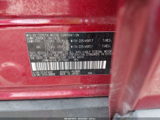 JTMW1RFV4LJ019468 Toyota Rav4 Xle