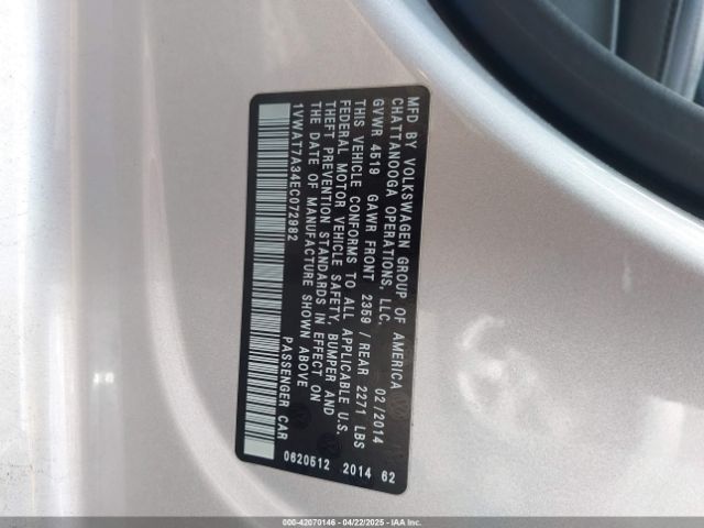 1VWAT7A34EC072982 Volkswagen Passat 1.8t Wolfsburg Edition